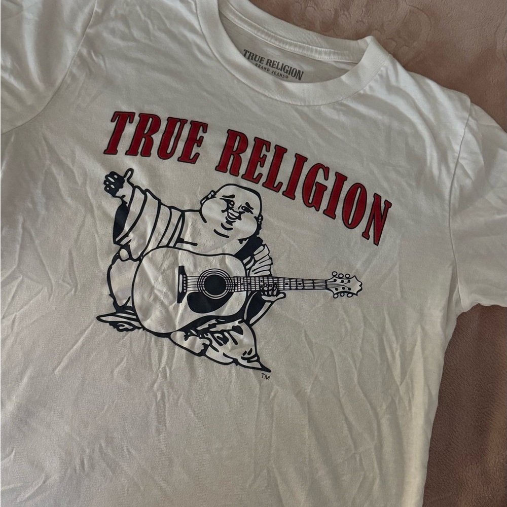 True Religion White Tee with Red Accents